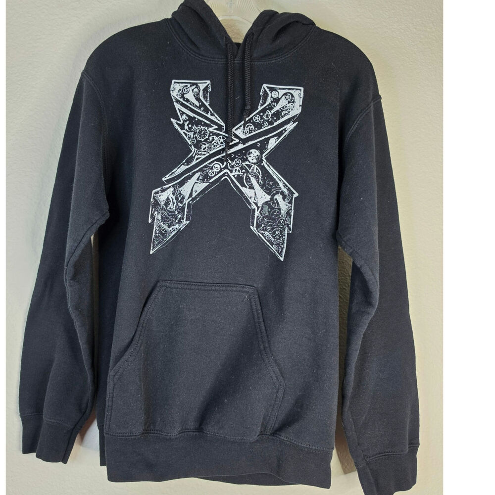 Official Excision Mechanical X Logo Black Pullover Hoodie EDM Rave Festival Bass